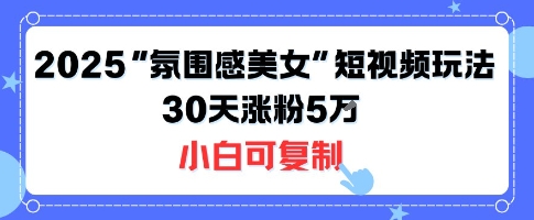 不露脸也能火！2025“氛围感美女”短视频玩法，30天涨粉5W小白可复制-易得个人分享