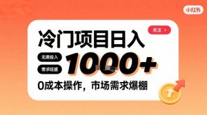在小红书上发现个冷门路子，需求不小，零成本操作，每天能有1k进账-易得个人分享