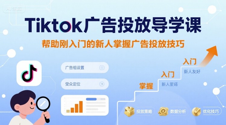 Tiktok广告投放导学课，帮助刚入门的新人掌握广告投放技巧-易得个人分享