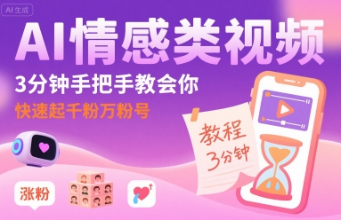 AI情感类视频，3分钟手把手教会你，快速起千粉万粉号-易得个人分享