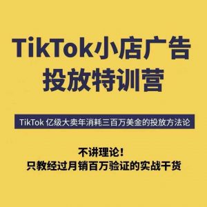 TikTok小店广告投放特训营，6天破局计划专治各种“投不动”，教你经过月销百万验证的实战干货-易得个人分享