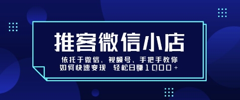 推客微信小店依托于微信、视频号，手把手教你如何快速变现 轻松日入1k+【揭秘】-易得个人分享