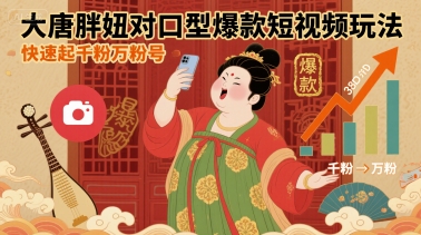 大唐胖妞对口型爆款短视频玩法，快速起千粉万粉号-易得个人分享