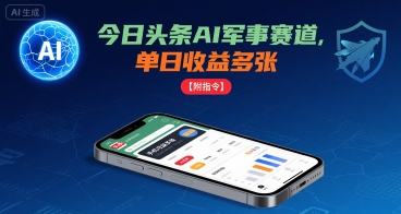 今日头条AI军事赛道，单日收益多张 ，手机可做【附指令】-易得个人分享