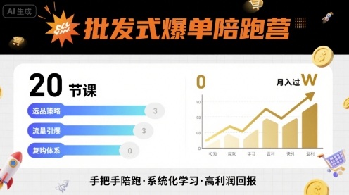 批发式爆单陪跑营，20节课带你实现批发式爆单，带你经松月入过W-易得个人分享