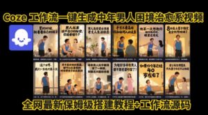 coze工作流一键生成”中年男人困境扎心高涨粉高播放量图文视频”保姆级拆解教程，无需剪辑，无需拍摄写文案-易得个人分享
