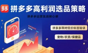 拼多多选品暴利技术实战课,拼多多高利润选品策略,拼多多限时低价标签秘诀-易得个人分享