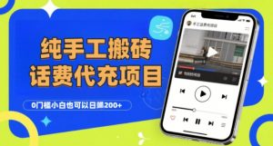 纯“手工搬砖”话费会员代充项目，零门槛小白也可以日入2张+，工作室可以复制扩大-易得个人分享