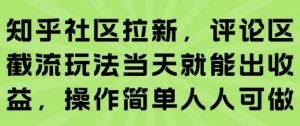 知乎社区拉新,评论区截流玩法当天就能出收益,操作简单人人可做-易得个人分享