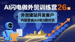AI闪电做外贸训练营26期，外贸建站开发客户内容营销从0到3做外贸-易得个人分享