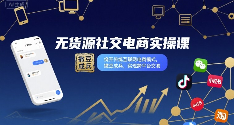 无货源社交电商实操课，绕开传统互联网电商模式，撒豆成兵，实现跨平台交易-易得个人分享