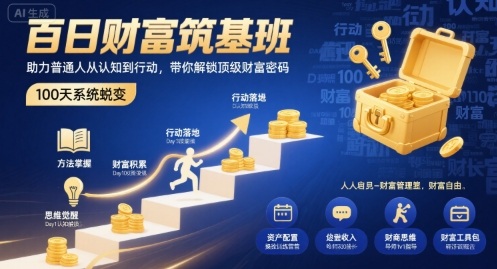 百日财富筑基班，助力普通人从认知到行动，带你解锁顶级财富密码-易得个人分享