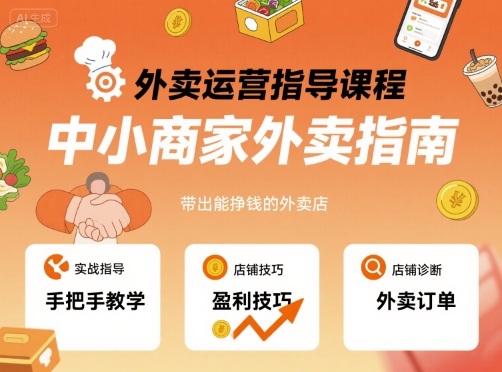 外卖运营指导课程，中小商家外卖指南，手把手带出能挣钱的外卖店-易得个人分享
