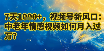 7天收益1k+，视频号新风口：中老年情感视频如何月入过W?-易得个人分享