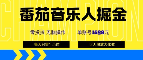 番茄音乐人掘金，单账号最高可撸1k+，可无限矩阵去做，零投入-易得个人分享