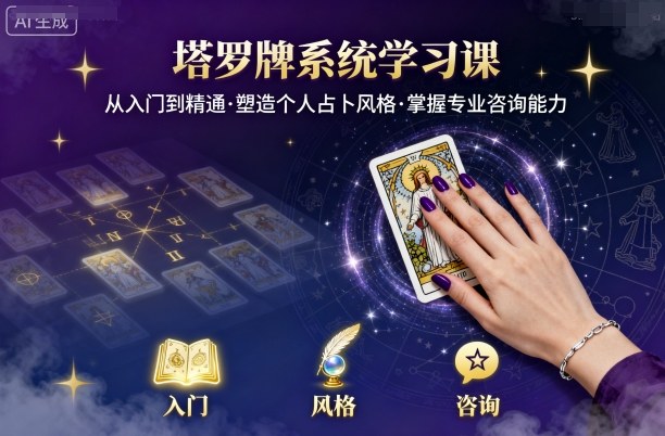 塔罗牌系统学习课，助你从入门到精通，塑造个人占卜风格，掌握专业咨询能力-易得个人分享