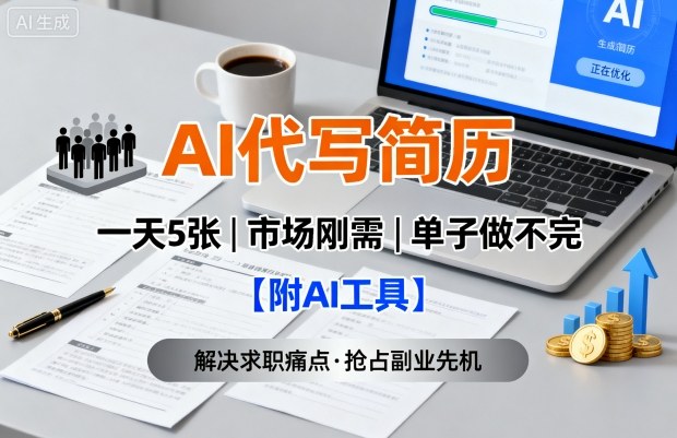 AI代写简历，一天5张，今年找工作难，市场刚需，单子做不完【附AI工具】-易得个人分享