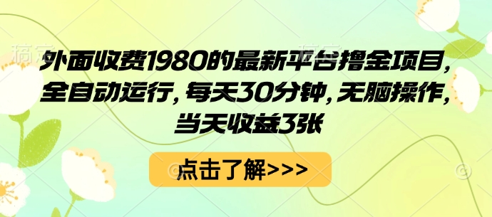 外面收费1980的最新平台撸金项目，全自动运行，每天30分钟，无脑操作，当天收益3张【揭秘】-易得个人分享