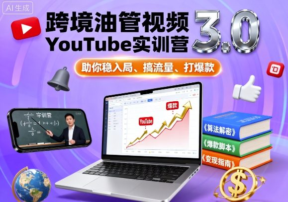 跨境油管视频YouTube实训营3.0，助你稳入局、搞流量、打爆款-易得个人分享