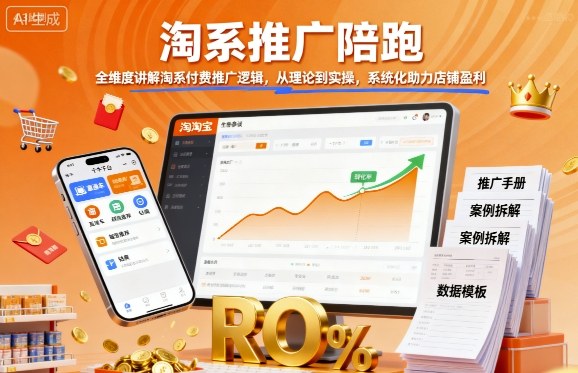 淘系推广陪跑，全维度讲解淘系付费推广逻辑，从理论到实操，系统化助力店铺盈利-易得个人分享