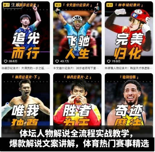 体坛人物解说全流程实战教学，爆款解说文案讲解，体育热门赛事精选-易得个人分享