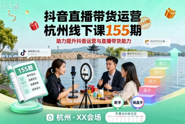 抖音直播带货运营杭州线下课155期，助力提升抖音运营与直播带货能力-易得个人分享