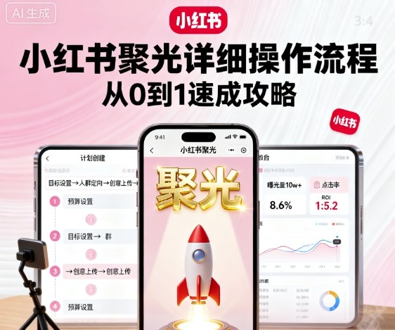 小红书聚光详细操作流程，小红书聚光从0到1速成攻略-易得个人分享