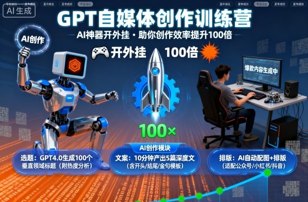GPT自媒体创作训练营：AI神器开外挂，助你创作效率提升100倍-易得个人分享