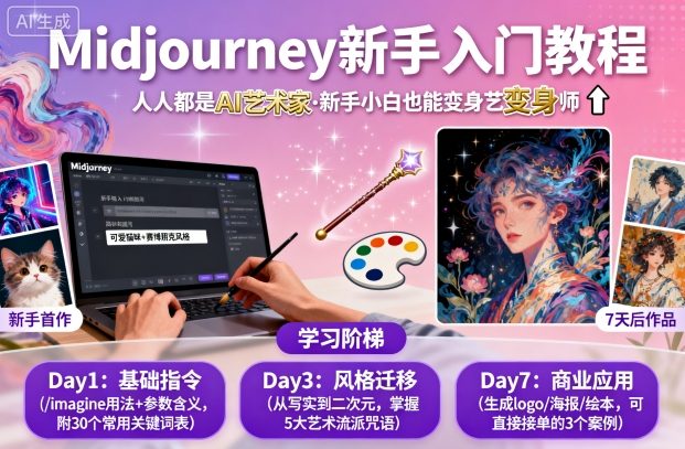 midjourney新手入门教程:人人都是AI艺术家,新手小白也能变身艺术大师-易得个人分享