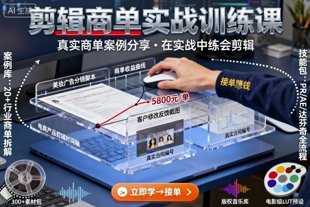 剪辑商单实战训练课，真实商单案例分享，在实战中练会剪辑-易得个人分享
