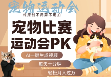 AI一键生成宠物比赛运动会PK视频，纯原创不用剪不用拍，每天十分钟，轻松月入过1W+-易得个人分享