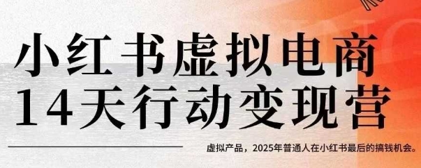 小红书虚拟电商14天变现训练营，虚拟产品，2025年普通人在小红书最后的搞钱机会（更新）-易得个人分享