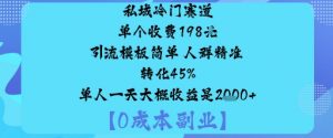 私域冷门赛道:单个收费198米引流模板简单人群精准转化45%单人一天大概收益是1k+-易得个人分享