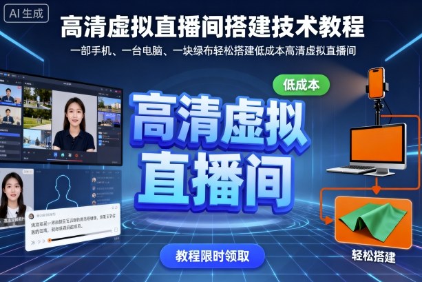 高清虚拟直播间搭建技术教程，一部手机、一台电脑、一块绿布轻松搭建低成本高清虚拟直播间-易得个人分享