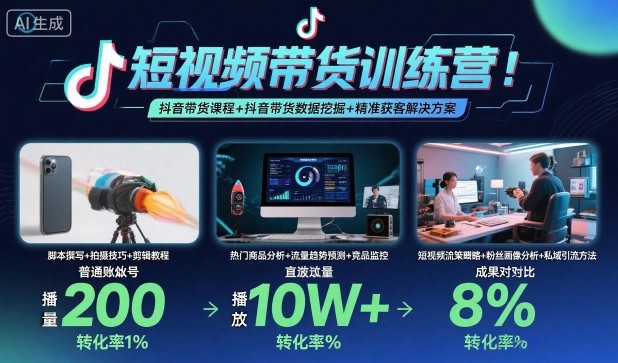 短视频带货训练营，抖音带货课程+抖音带货数据挖掘+精准获客解决方案-易得个人分享