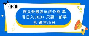微头条最强玩法介绍一个号日入5张+只要一部手机适合小白-易得个人分享