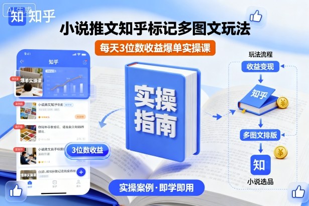 小说推文知乎标记多图文玩法，每天3位数收益爆单实操课-易得个人分享