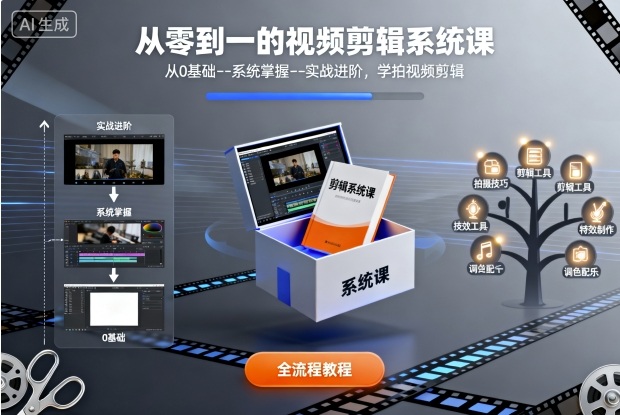 从零到一的视频剪辑系统课，从0基础–系统掌握–实战进阶，学拍视频剪辑-易得个人分享