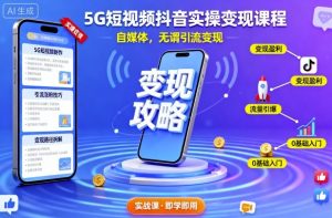 5G短视频抖音实操变现课程，自媒体，无谓引流变现-易得个人分享