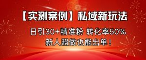 【实测案例】私域新玩法，日引30+精准粉，转化率50%，新人照做也能出单！-易得个人分享