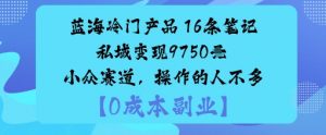 蓝海冷门产品：16条笔记私域变现9750米小众赛道，操作的人不多-易得个人分享