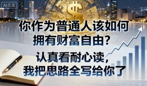 付费文章：你作为普通人该如何拥有财富自由？认真看耐心读，我把思路全写给你了-易得个人分享