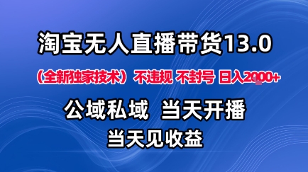 淘宝无人直播13.0，公域私域技术，不封号，不违规布局下半年旺季赛道，日入1K+（独家技术）【揭秘】-易得个人分享