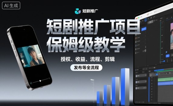 短剧推广项目保姆级教学，授权、收益、流程、剪辑，发布等全流程-易得个人分享