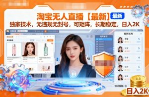 淘宝无人直播【最新】，独家技术，无违规无封号，可矩阵，长期稳定，日入2K【揭秘】-易得个人分享