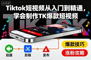 Tiktok短视频从入门到精通，学会制作TK爆款短视频-易得个人分享
