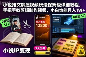 小说推文解压视频玩法保姆级详细教程，手把手教剪辑制作视频，小白也能月入1W+-易得个人分享