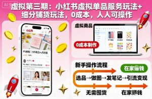 虚拟第三期：小红书虚拟单品服务玩法+细分铺货玩法，0成本，人人可操作-易得个人分享