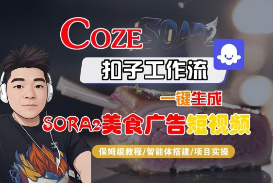 Coze扣子智能体工作流一键生成“SORA2美食广告“短视频，全流程保姆级教学-易得个人分享
