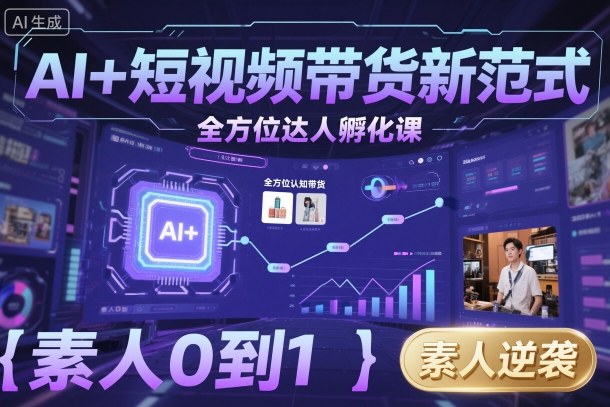 AI+短视频带货新范式全方位达人孵化课，素人也可以从0到1，全方位认知短视频带货-易得个人分享